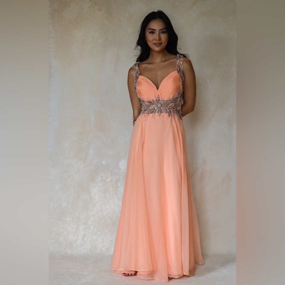 Peach and Iridescent Beaded Dress